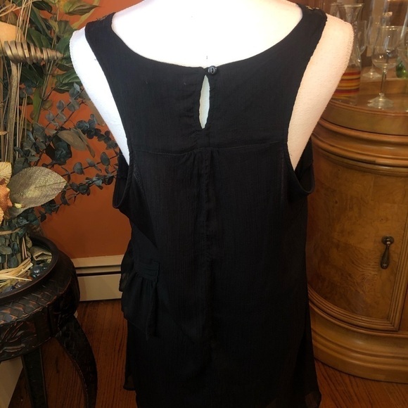 Tramp Woman Black Sleeveless Ruffle Bohemian Tunic - Picture 6 of 15
